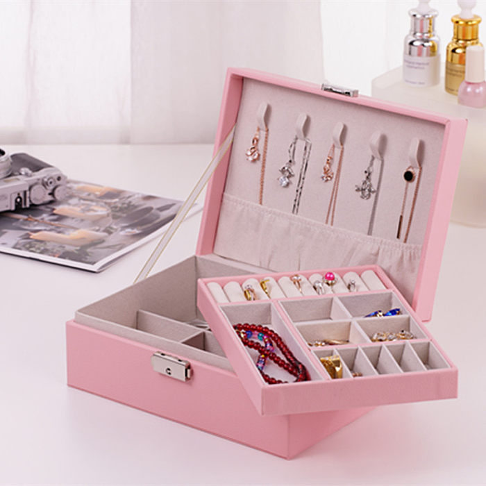 Fashion Solid Color PU Leather Wood Jewelry Boxes