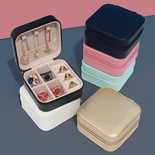 Caja de almacenamiento de cuero Pu de color sólido de estilo simple