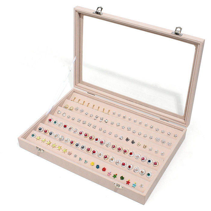 Caixas de joias com botão de metal de madeira e cor sólida estilo simples
