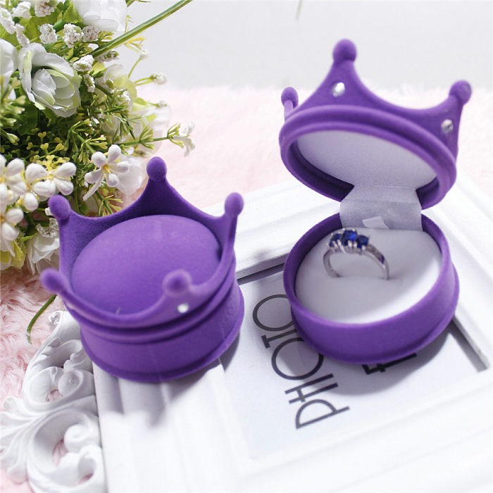 Caixa de joias em forma de coroa de flores com concha de cor sólida fofa fashion