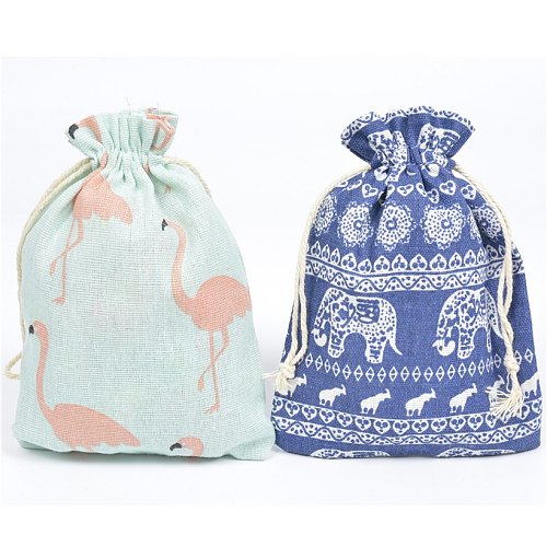 Fashion Leaf Flower Cotton Printing Jewelry Packaging Bags 1 Piece