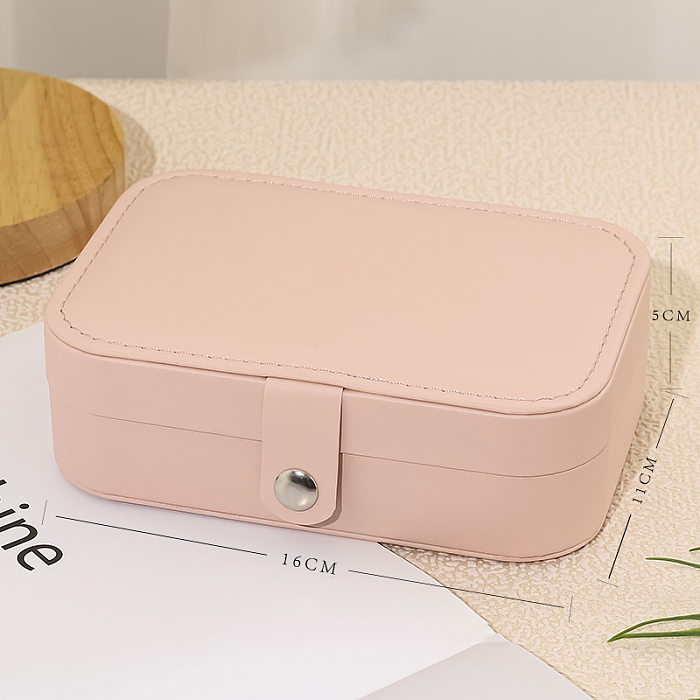 Simple fashion solid color Double Layer PU leather Jewelry Box