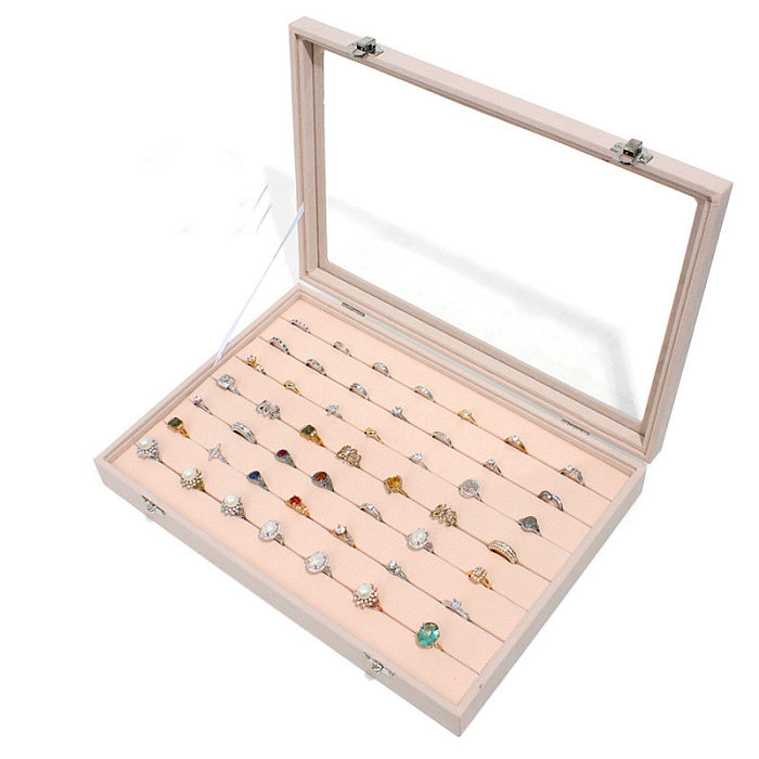 Boîtes à bijoux de bouton en métal en bois de couleur unie de style simple