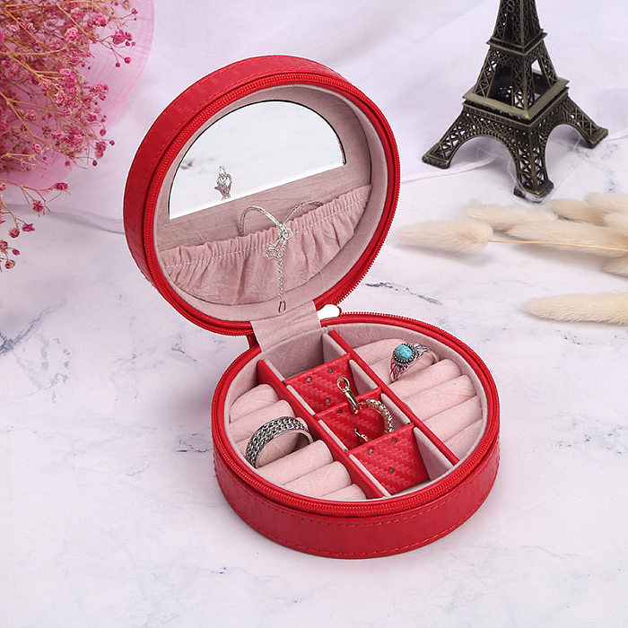 Fashion Round Crown Pu Leather Jewelry Boxes