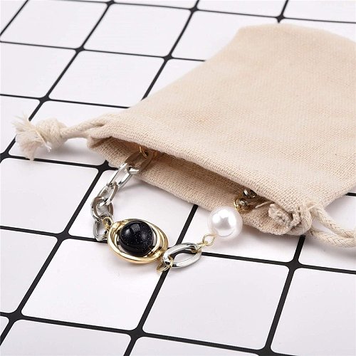 Sacos de embalagem de joias de algodão de cor sólida estilo simples com cordão