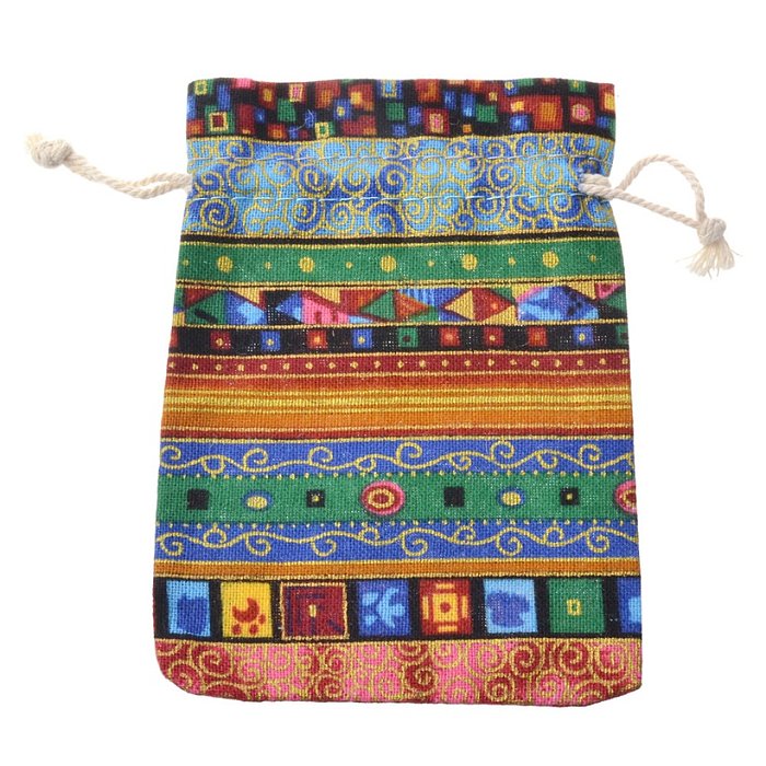 Sacs d'emballage de bijoux en coton à cordon géométrique de style ethnique