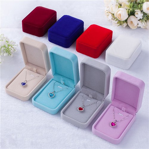 Flannel Solid Color Jewelry Necklace Large Pendant Packaging Box Wholesal
