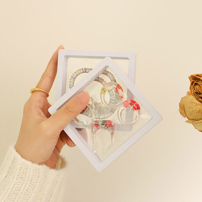 Boîte de rangement simple pour bracelet en plastique carré transparent