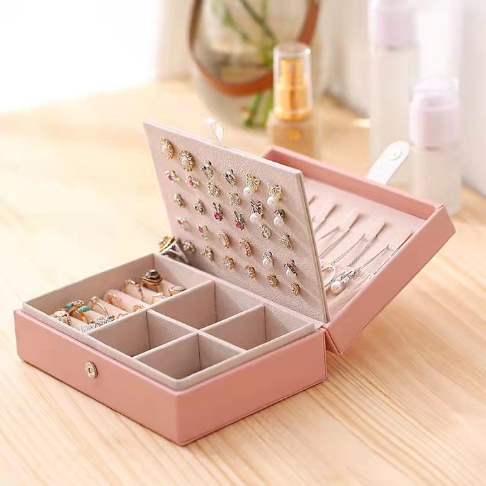 Simple Style Geometric PU Leather Jewelry Boxes