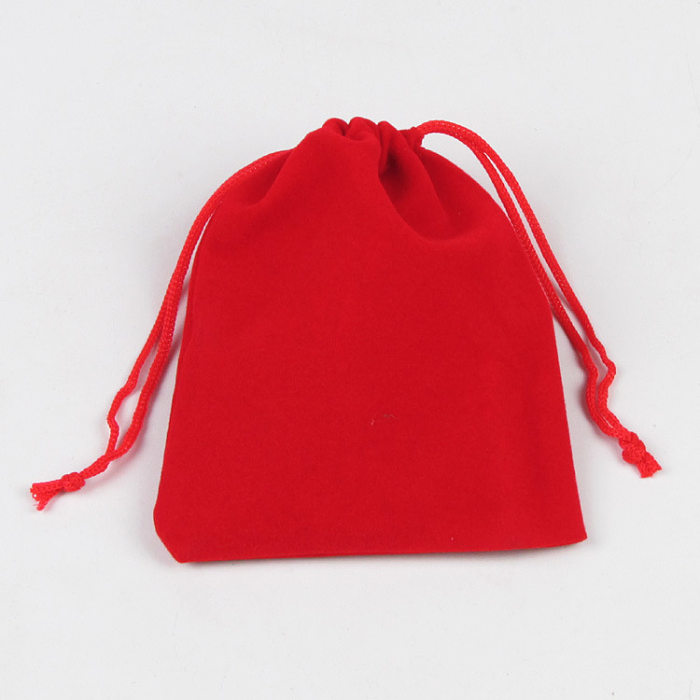 Fashion Solid Color Gift Red Small Flannel Drawstring Bundle Accessories Packaging Bag