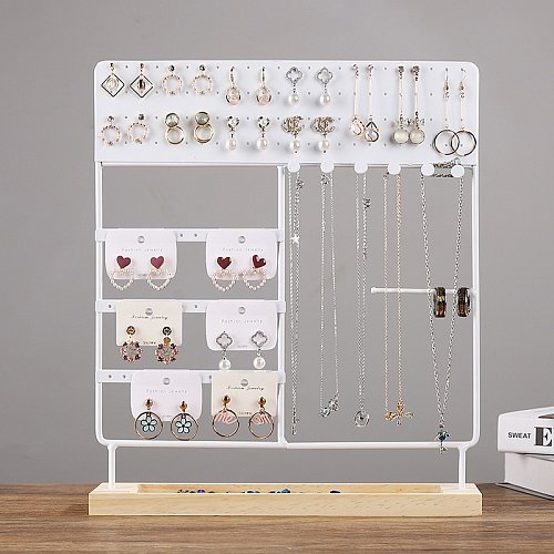 Novo suporte de exibição de joias com base de madeira com fenda destacável, brincos domésticos, rack de armazenamento de colar pendurado, rack de armazenamento de joias