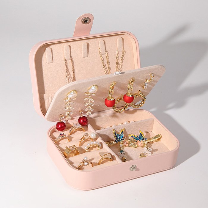 Boîtes à bijoux superposées en cuir d'unité centrale de couleur unie de style simple 1 pièce