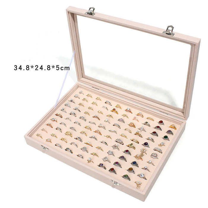 Boîtes à bijoux de bouton en métal en bois de couleur unie de style simple