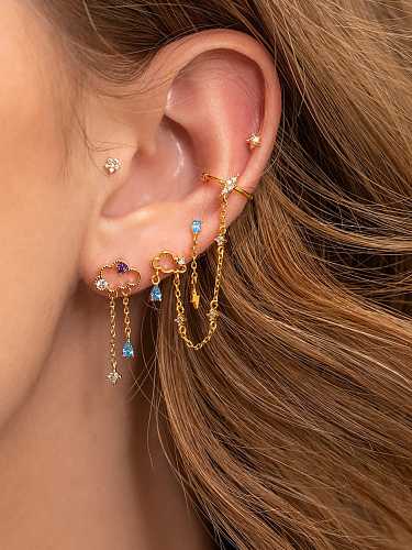 Boucles d'oreilles pendantes en laiton et zircon cubique