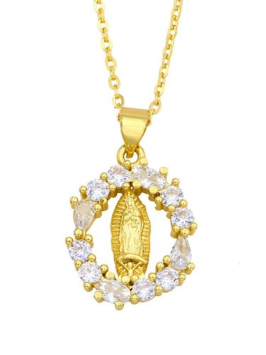 Brass Cubic Zirconia Heart Hip Hop Regligious Necklace