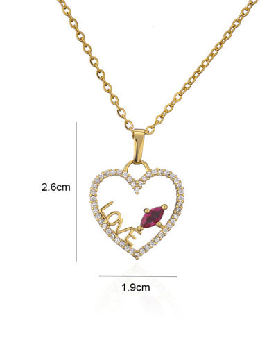 Brass Cubic Zirconia Letter Minimalist Heart Pendant Necklace