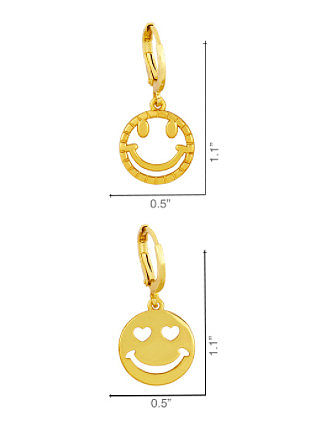 Messing Strass Smiley Hip Hop Huggie Ohrring