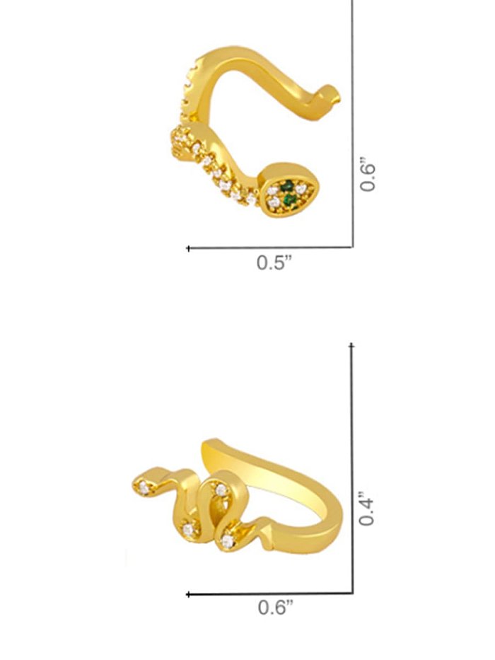 Brass Cubic Zirconia Snake Ethnic Huggie Earring