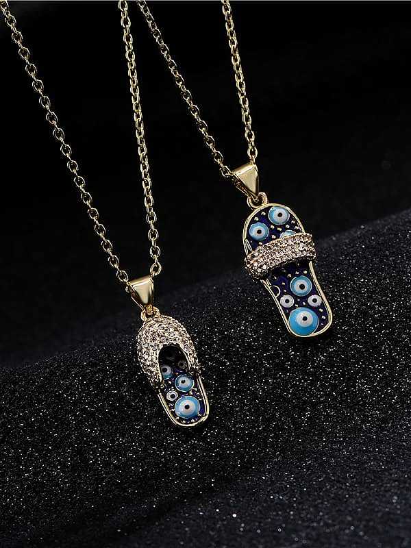 Brass Cubic Zirconia Irregular Vintage Shoe Pendant Necklace