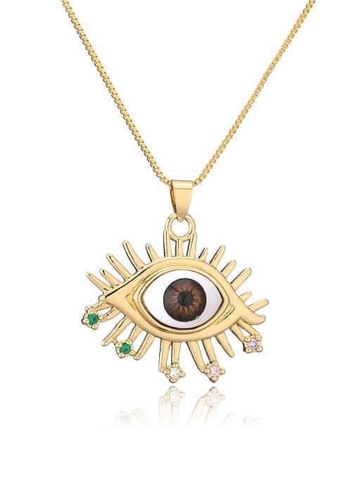 Brass Enamel Vintage Evil Eye Pendant Necklace