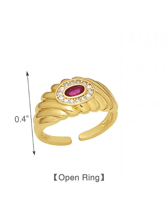 Brass Cubic Zirconia Evil Eye Vintage Band Ring