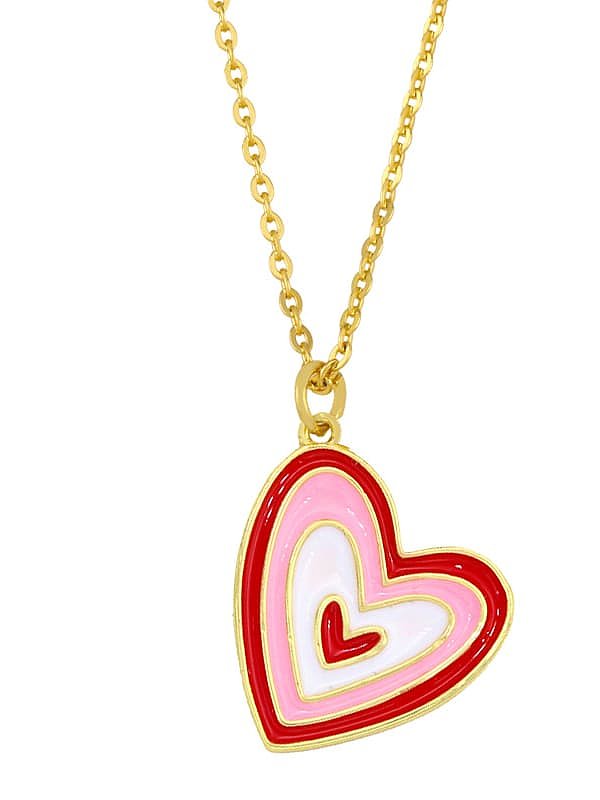 Brass Enamel Rainbow Minimalist Heart-shaped Pendant Necklace