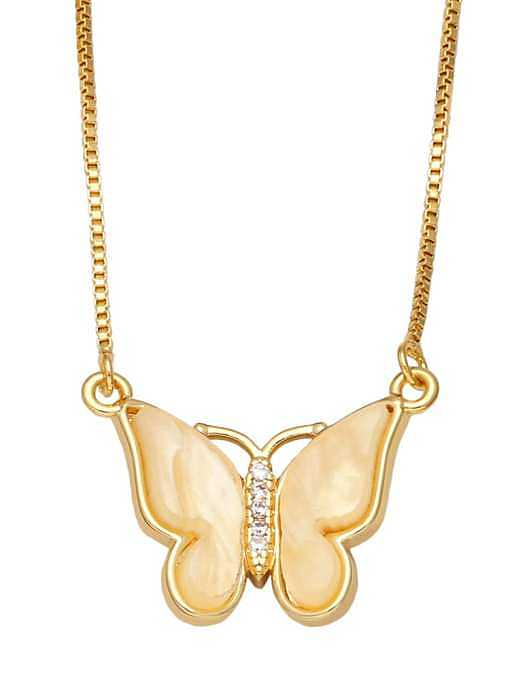 Brass Shell Butterfly Minimalist Necklace