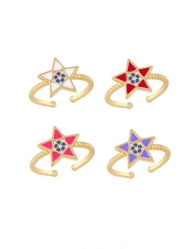 Brass Enamel Star Minimalist Band Ring