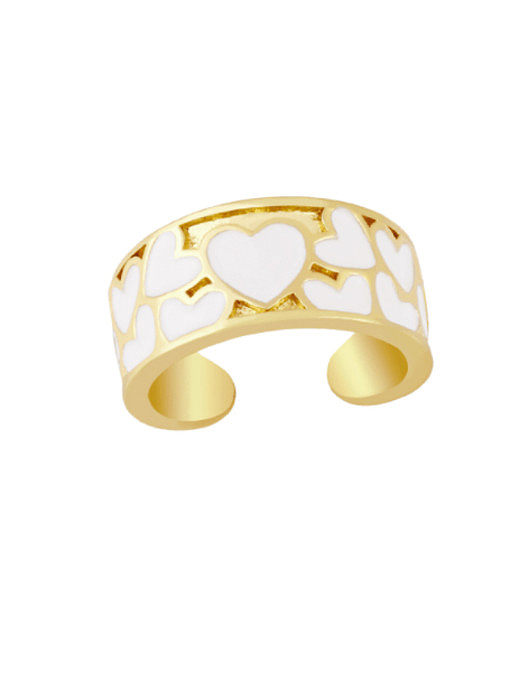 Brass Enamel Heart Minimalist Band Ring