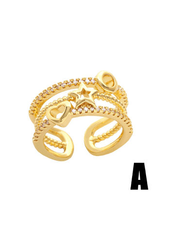 Brass Cubic Zirconia Star Vintage Band Ring