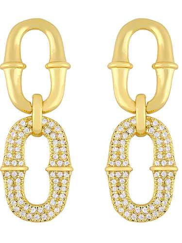 Brass Cubic Zirconia Geometric Vintage Drop Earring