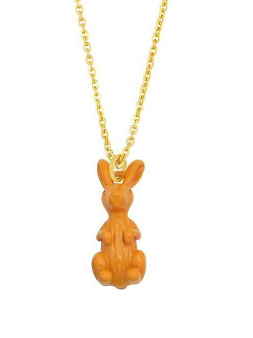 Brass Enamel Rabbit Vintage Necklace