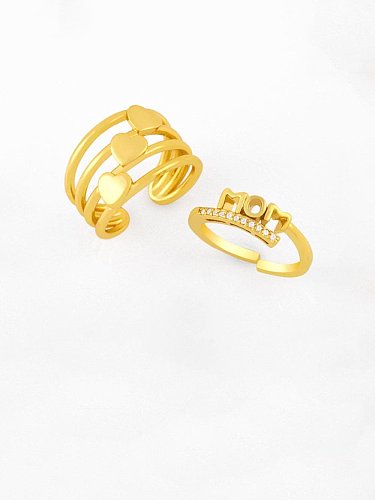 Brass Cubic Zirconia Letter Vintage Midi Ring