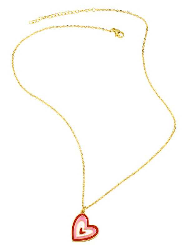 Brass Enamel Rainbow Minimalist Heart-shaped Pendant Necklace