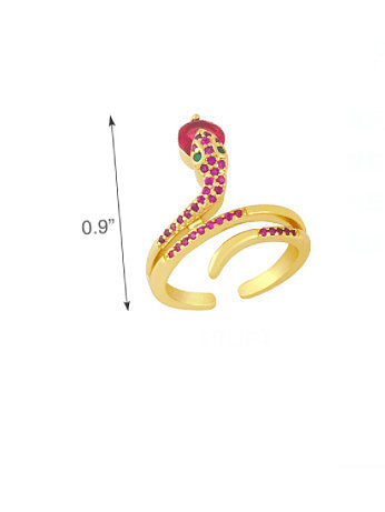 Anillo de banda artesanal de serpiente con circonita cúbica de latón