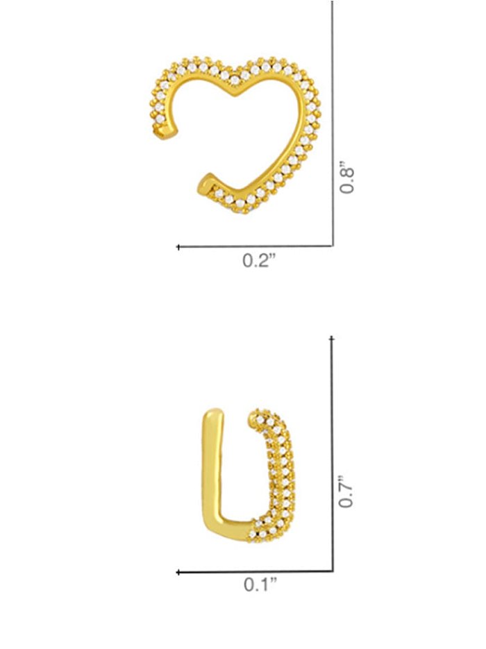 Brass Cubic Zirconia Heart Minimalist Huggie Earring