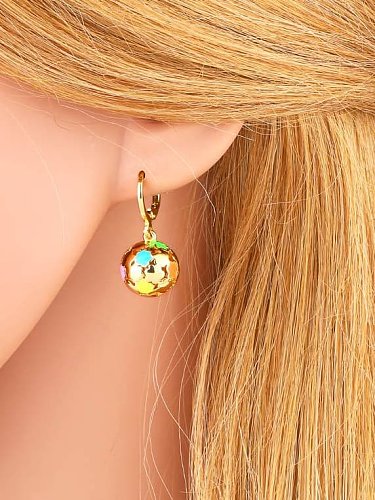 Brass Enamel Ball Minimalist Huggie Earring