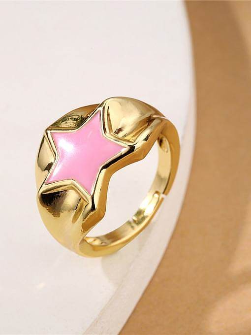 Brass Enamel Five-Pointed Star Minimalist Band Ring