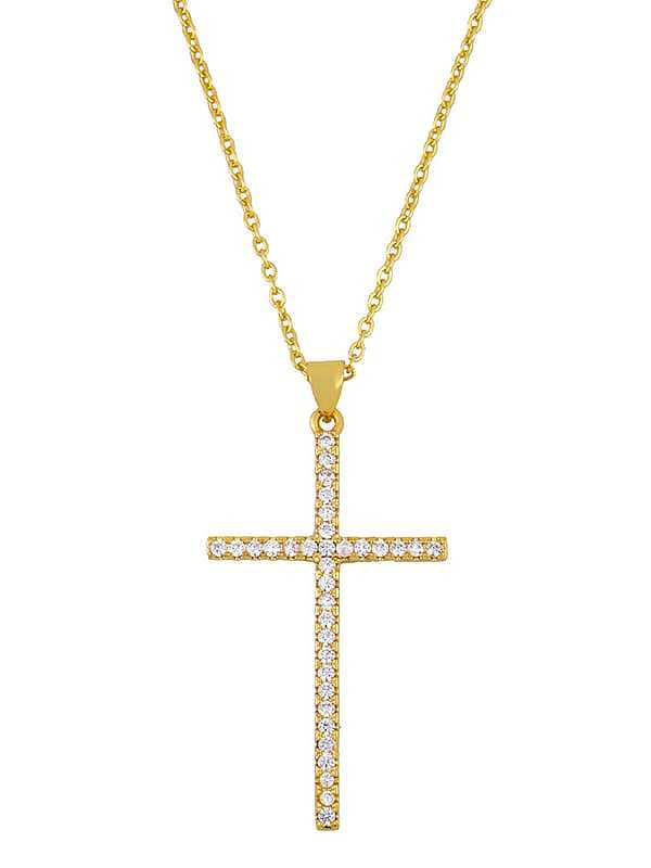 Brass Cubic Zirconia Cross Minimalist Necklace