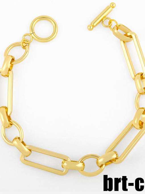Brass Enamel Minimalist Round Link Bracelet