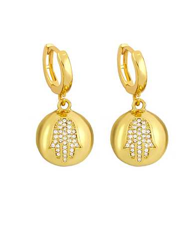 Brass Cubic Zirconia Ball Vintage Huggie Earring