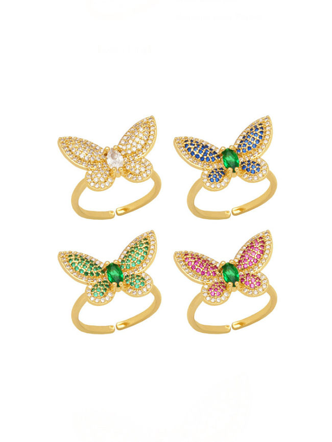 Brass Cubic Zirconia Butterfly Vintage Band Ring