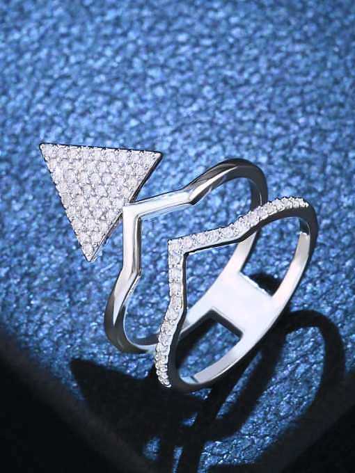 Bague de Cocktail en Laiton Cubic Zirconia Triangle Statement