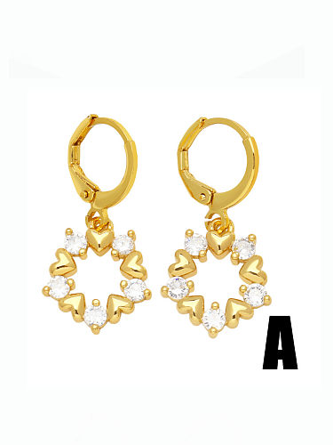 Brass Cubic Zirconia Geometric Vintage Huggie Earring
