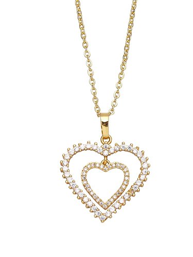 Brass Cubic Zirconia Heart Vintage Necklace