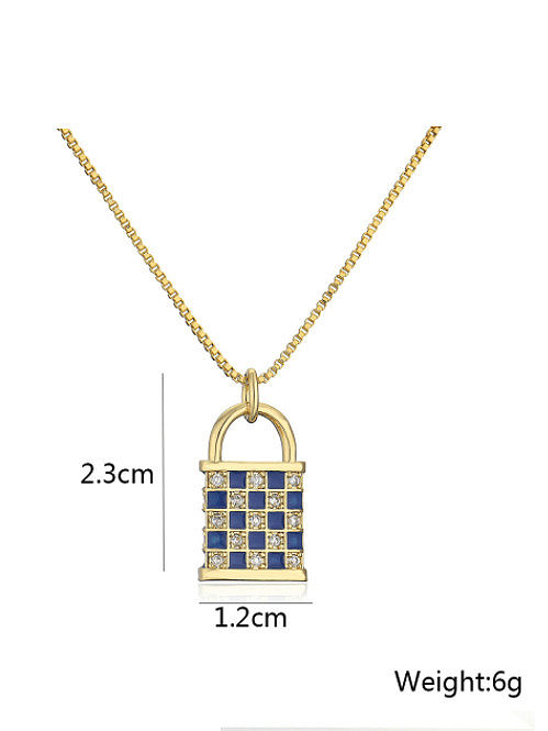 Collier Vintage Médaillon Cubic Zirconia en Laiton