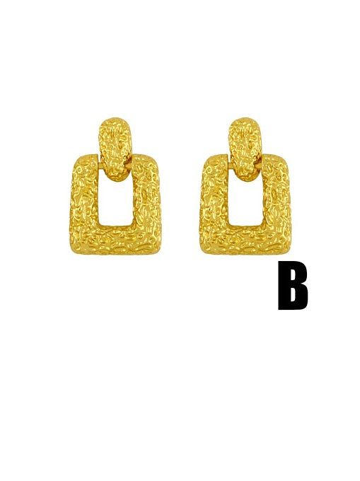 Brass Rhinestone Geometric Vintage Drop Earring