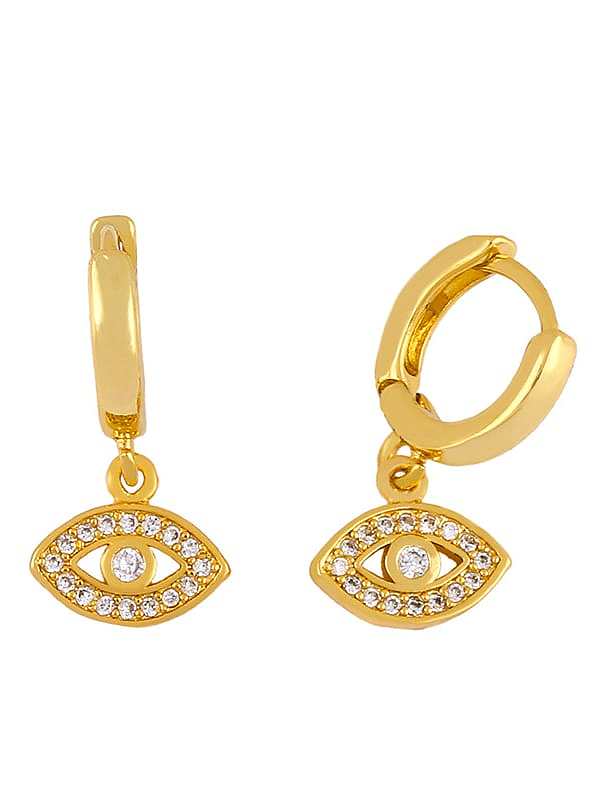 Brass Cubic Zirconia Heart Vintage Huggie Earring