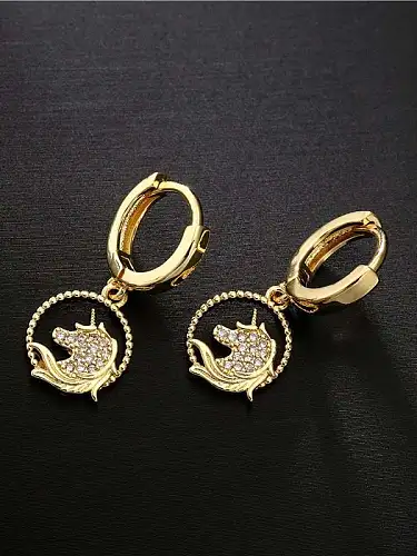 Brass Cubic Zirconia Geometric Vintage Huggie Earring