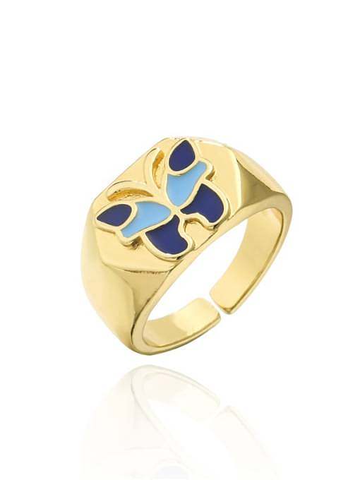 Brass Enamel Butterfly Vintage Band Ring